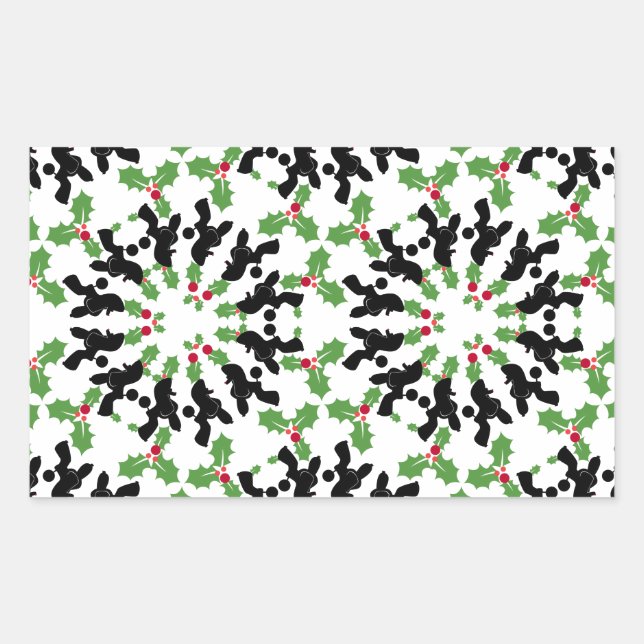 Poodle Christmas pattern Rectangular Sticker (Front)