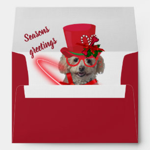 Poodle Christmas Seasons Greeting Red Envelopes