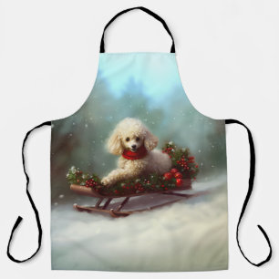 Poodle Christmas snow winter Apron