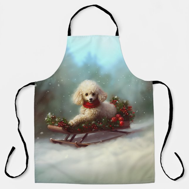 Poodle Christmas snow winter  Apron (Front)