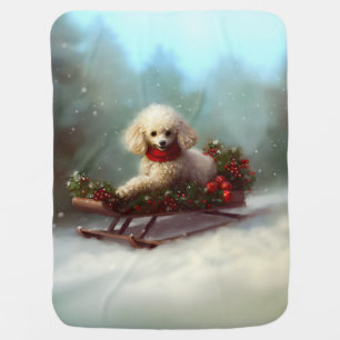 Poodle Christmas snow winter  Baby Blanket