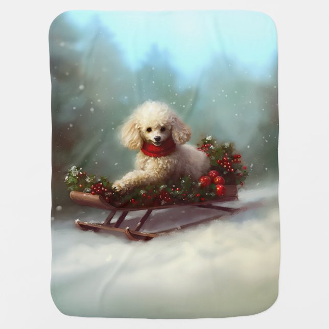 Poodle Christmas snow winter  Baby Blanket (Front)