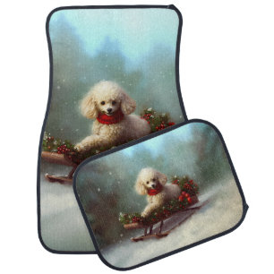 Poodle Christmas snow winter Car Floor Mat