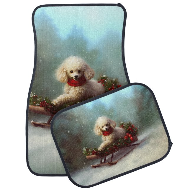 Poodle Christmas snow winter  Car Floor Mat (Set)
