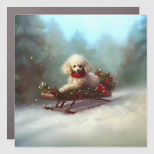 Poodle Christmas snow winter Car Magnet