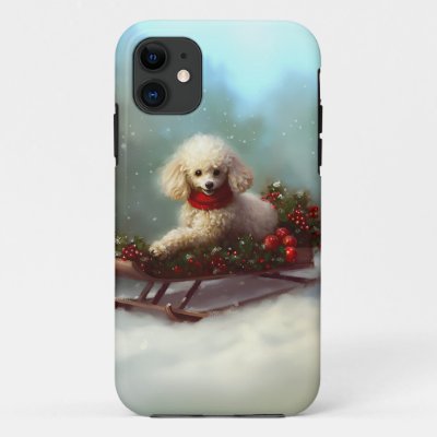Poodle Christmas snow winter  iPhone 11 Case