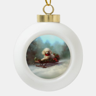 Poodle Christmas snow winter Ceramic Ball Christmas Ornament