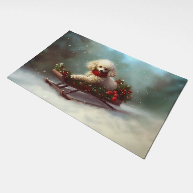 Poodle Christmas snow winter  Doormat (Angled)
