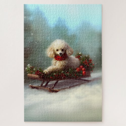 Poodle Christmas snow winter  Jigsaw Puzzle