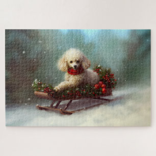 Poodle Christmas snow winter Jigsaw Puzzle