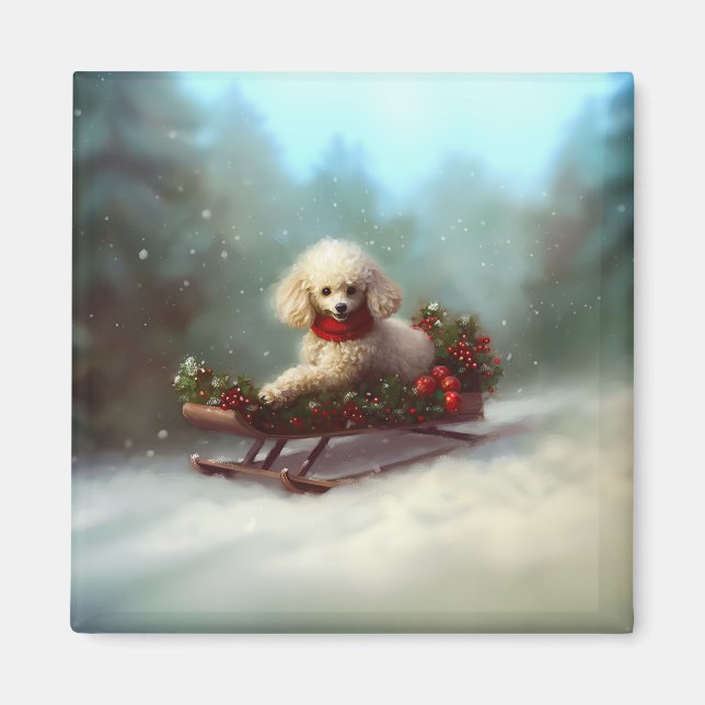 Poodle Christmas snow winter  Magnet (Front)