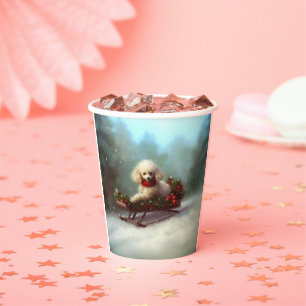 Poodle Christmas snow winter  Paper Cups