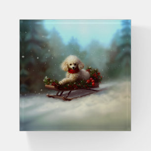 Poodle Christmas snow winter  Paperweight