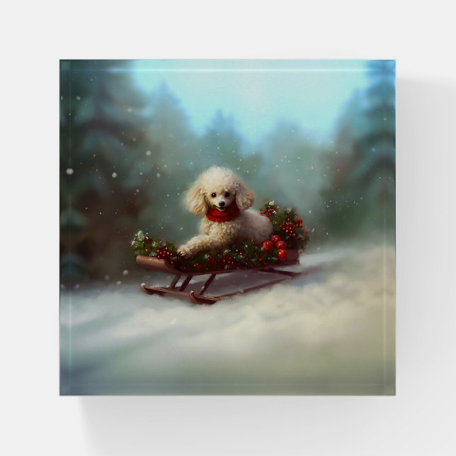 Poodle Christmas snow winter  Paperweight (Front)