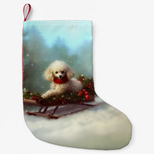 Poodle Christmas snow winter Small Christmas Stocking