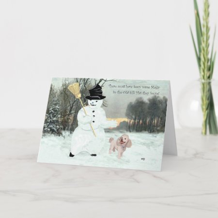 Poodle Christmas Snowman Holiday Card