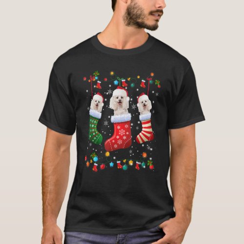 Poodle Christmas Socks   Xmas Pajama Dog T-Shirt