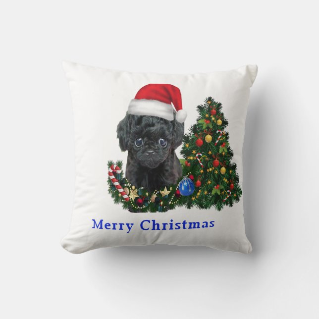 Poodle Christmas   Throw Pillow (Front)