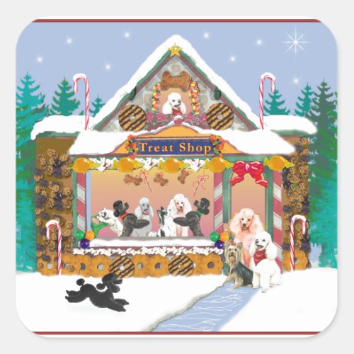 Poodle Christmas Treat Shop Square Sticker