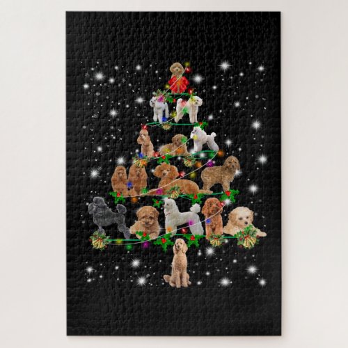 Poodle Christmas Tree Covered By Flashlight Jigsaw Puzzle