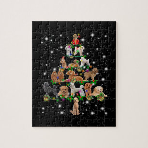 Poodle Christmas Tree Covered By Flashlight Jigsaw Puzzle