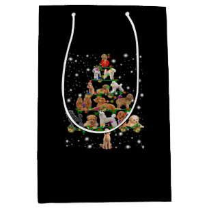 Poodle Christmas Tree Covered By Flashlight Medium Gift Bag