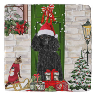 Poodle Christmas Trivet
