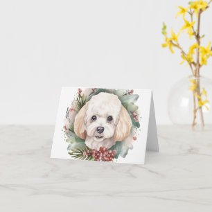 Poodle Christmas Wreath Festive Pup Card