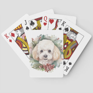 Poodle Christmas Wreath Festive Pup Poker Cards