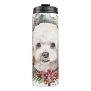 Poodle Christmas Wreath Festive Pup Thermal Tumbler