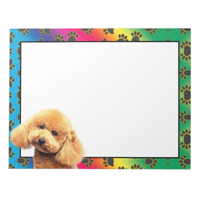 Poodle colorful dog paw pattern  notepad (Front)