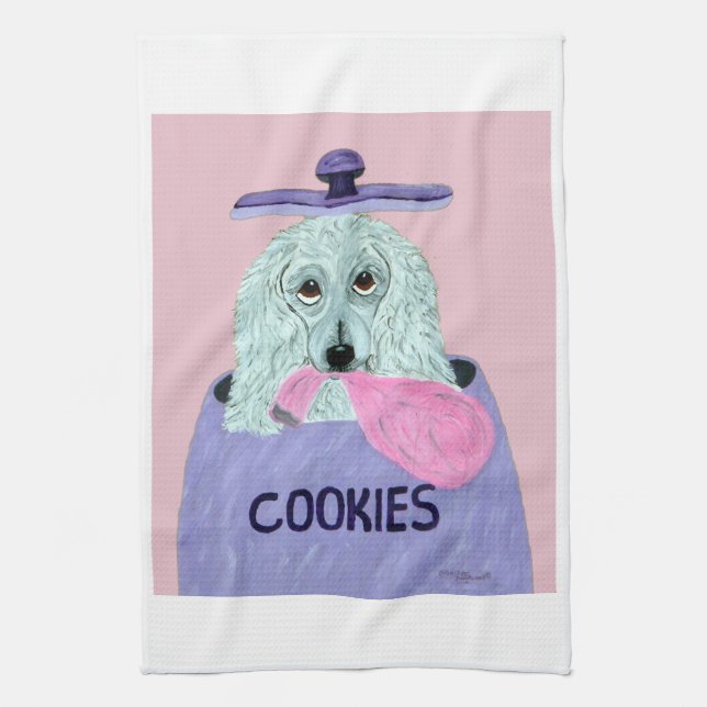 Poodle Cookie Thief  Kitchen Towel (Vertical)
