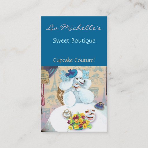 Customizable Poodle Cupcake Tea Party Business Card