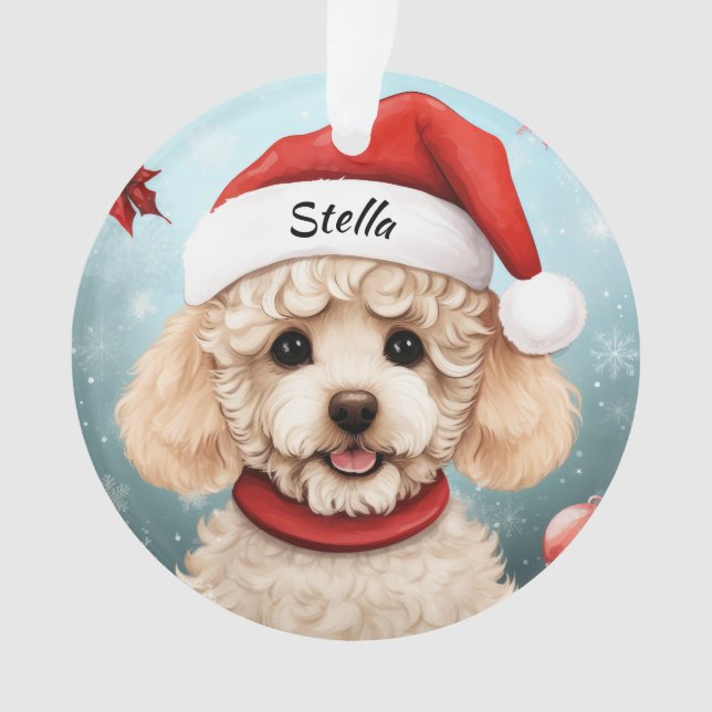 Poodle Custom Christmas Ornament (Front)