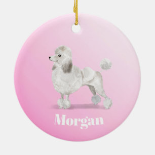 Poodle Cute Dog Pink Personal Ceramic Ornament