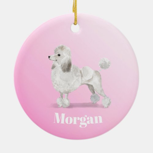 Poodle Cute Dog Pink Personal  Ceramic Ornament