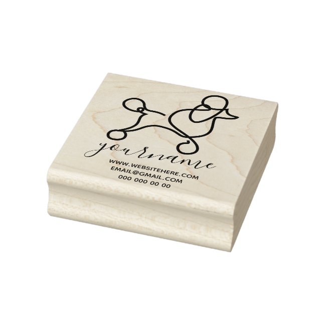 Poodle cute dog rubber stamp