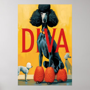 Poodle Diva Art Print Vintage-Inspired Dog Wall