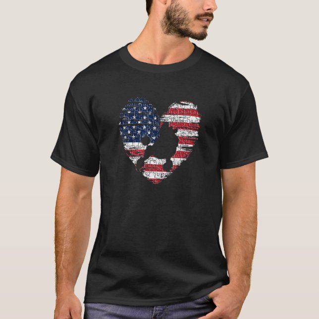 Poodle Dog American Flag Hearts 4th Of July Kids B T-Shirt (Front)