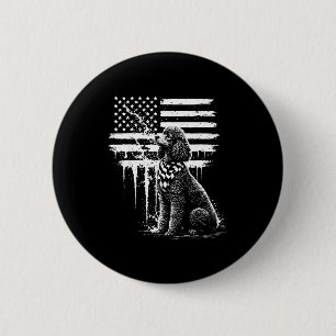 Poodle dog american flag usa 4th of july dog lover button