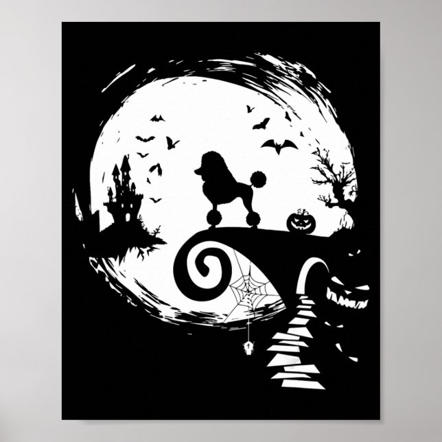 Poodle Dog And Moon Halloween Costume Dog Lover Fu Poster (Front)