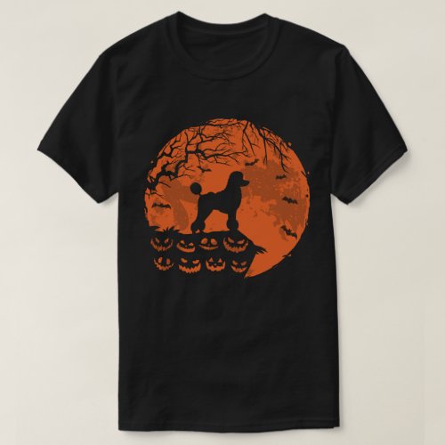Poodle Dog And Moon Halloween Dog Lover Gift T_Shirt