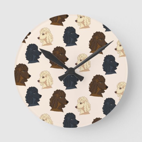 poodle dog animal pattern beige pet cute puppy round clock