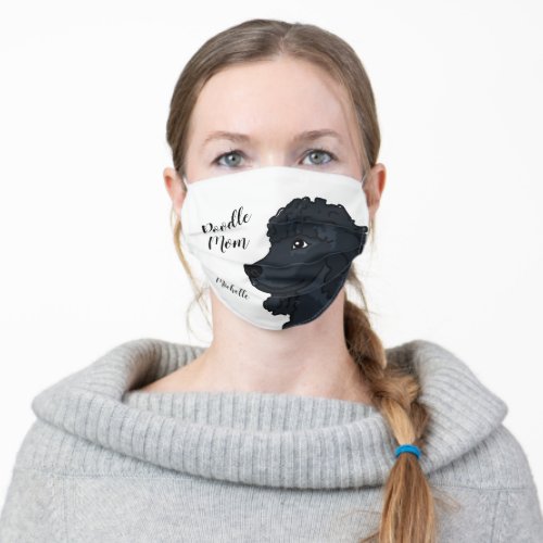 Poodle dog animal pattern black poodle adult cloth face mask
