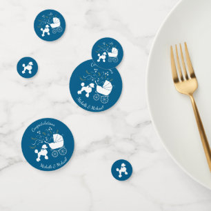 Poodle Dog Baby Shower Puppy Blue Boy Confetti