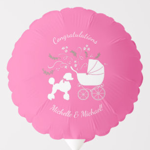 Poodle Dog Baby Shower Puppy Pink Girl Balloon