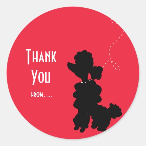 Poodle Dog Birthday Party Favor Sticker