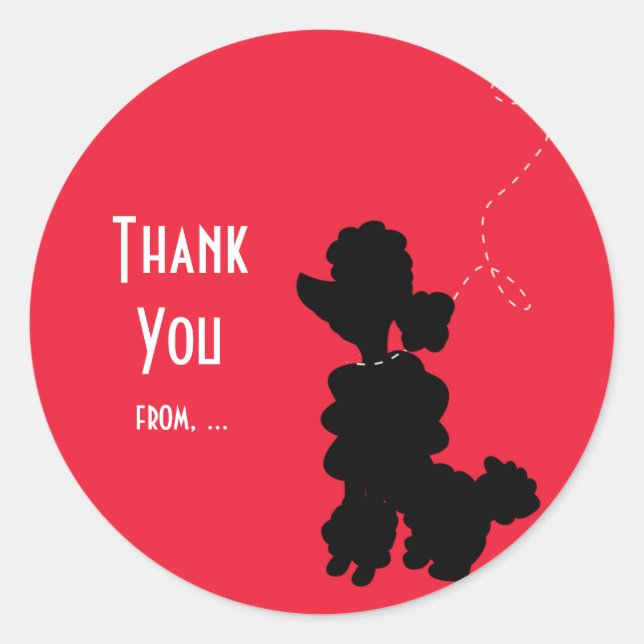 Poodle Dog Birthday Party Favor Sticker (Front)