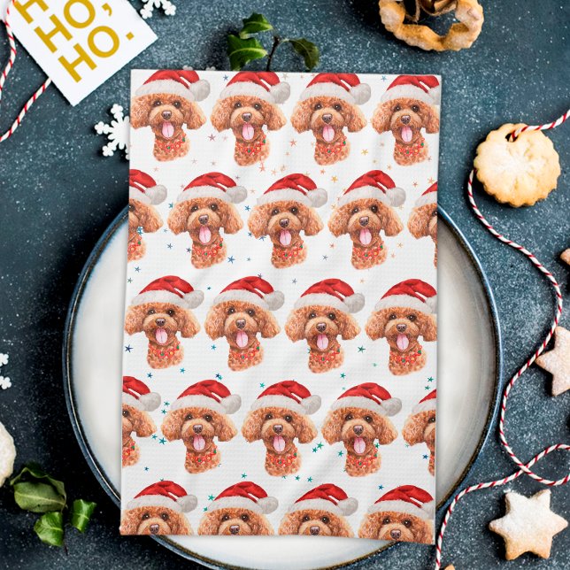 Poodle Dog Breed Christmas Stars Kitchen Towel (Creator Uploaded)