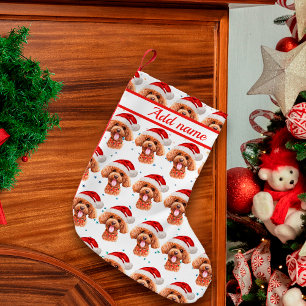Poodle Dog Breed Christmas Stars Small Christmas Stocking